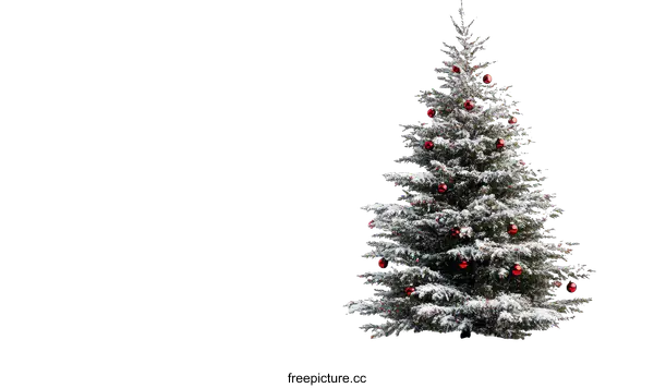 [Transparent Background PNG]Snowy Christmas Tree Isolated on White Background