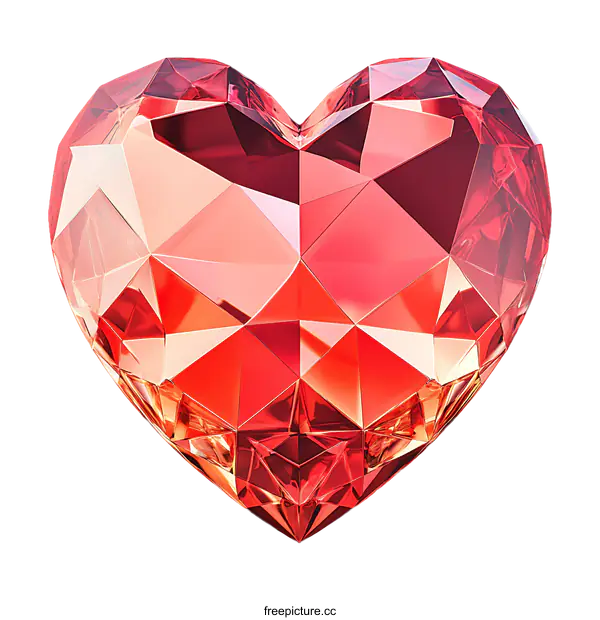 [Transparent Background PNG]Red Heart Shaped Gemstone Illustration