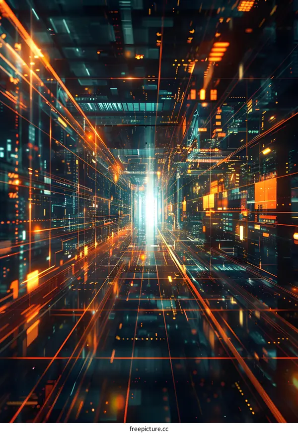 Futuristic Digital Tunnel of Lights