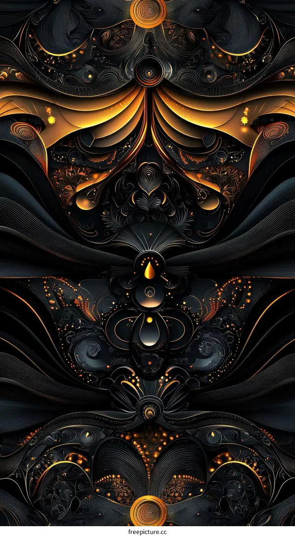 Intricate Abstract Design with Golden Accents