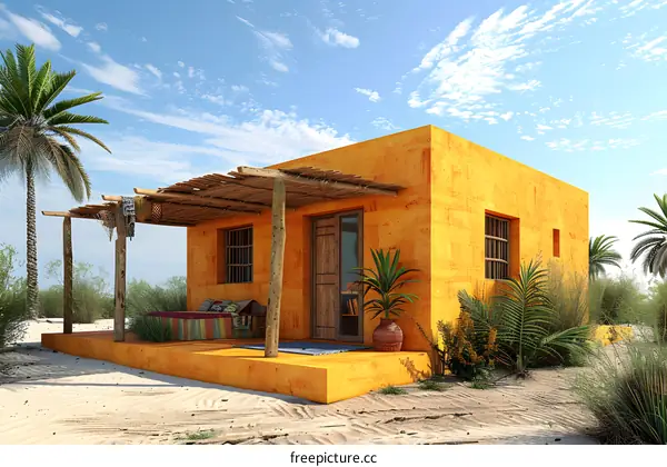 Small clay house in the desert