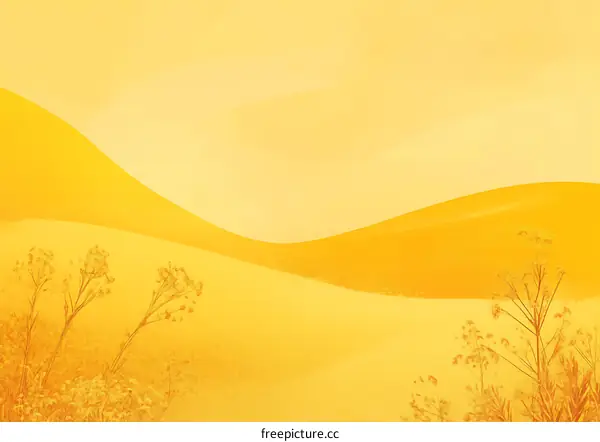 Yellow Abstract Landscape with Hills