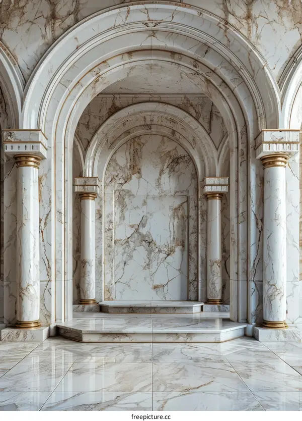 Elegant Marble Archways in a Luxurious Hallway