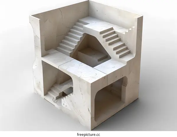Abstract Concrete Structure with Stairs