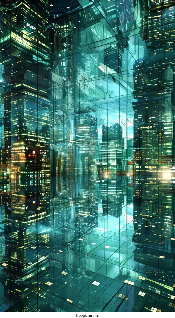 A city of mirrors reflects the urban landscape and the sky