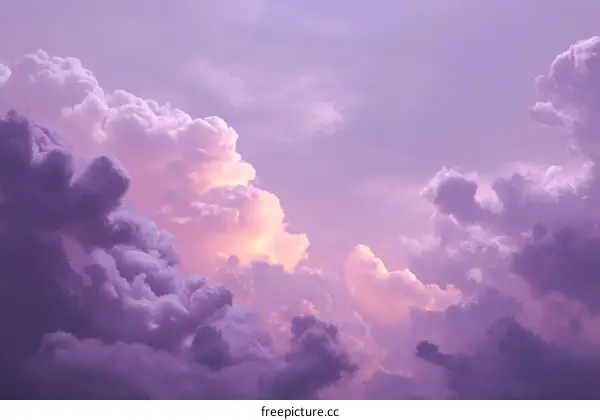 Purple Cloudscape Sky  Beautiful Cloudy Pastel  Dusk Clouds