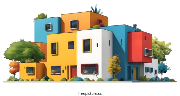 Modern Minimalist Colorful House Illustration