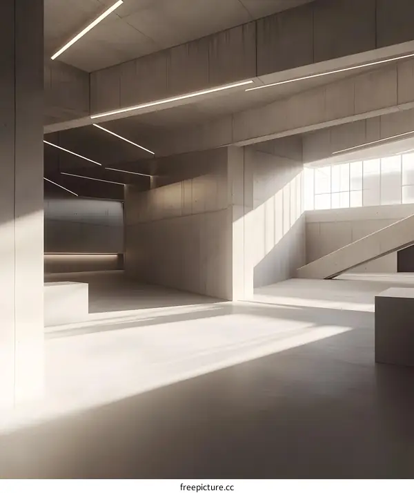 Minimalist Concrete Interior Design with Sunlight