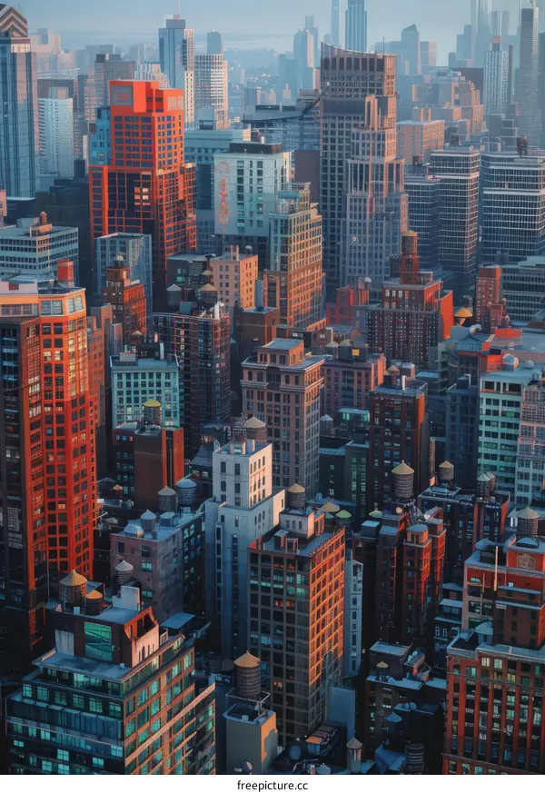 Aerial View of a Busy City Skyline