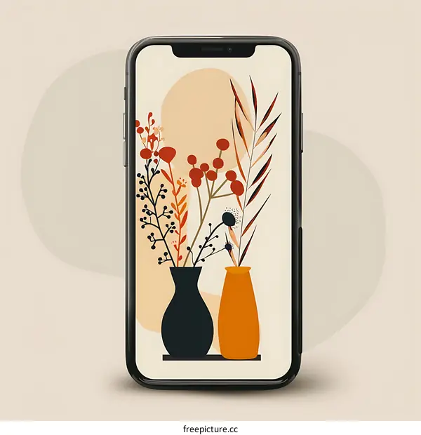 Phone Screen with Flower Illustration