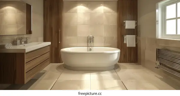 Modern Bathroom Interior Design with Bathtub