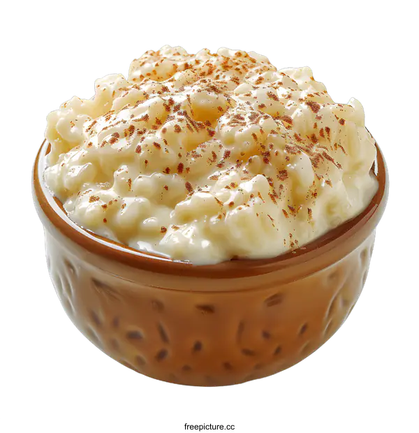 [Transparent Background PNG]Rice pudding with cinnamon in a bowl