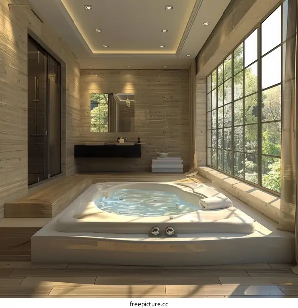 Modern Spa Bathroom with Jacuzzi