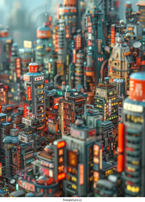 Futuristic Asian Cityscape Illustration