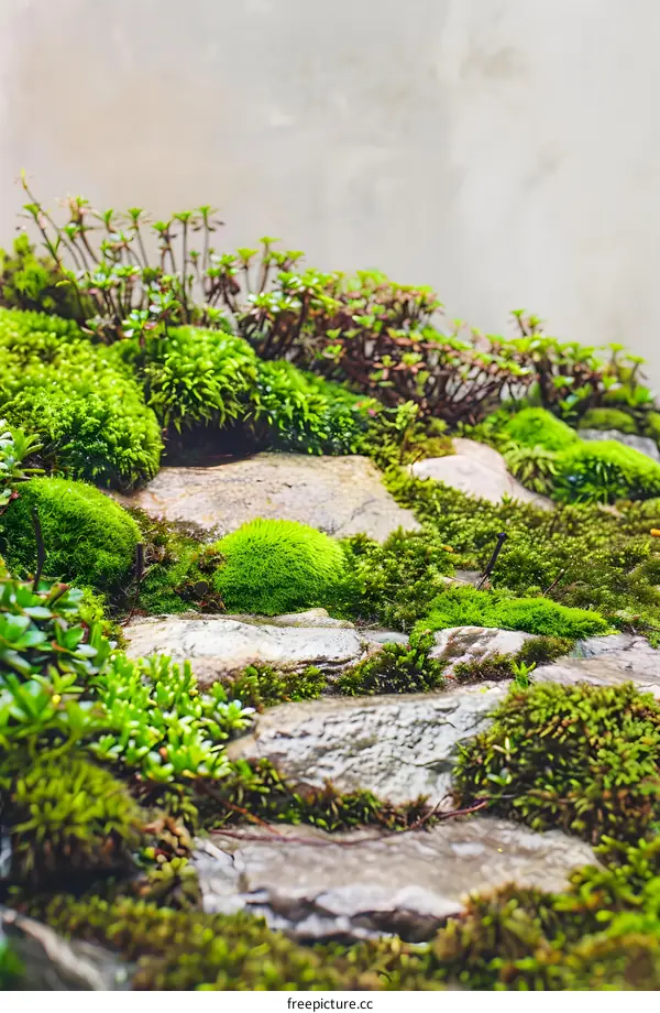 Green Moss Covered Stone Path