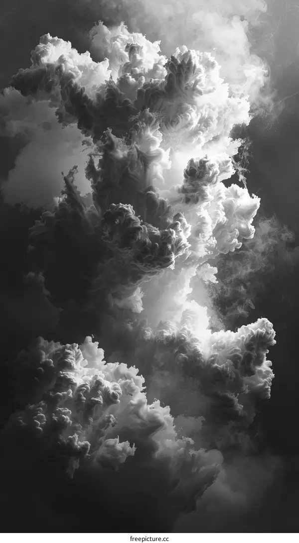 Dark Minimal Smoke Cloud in Black and White