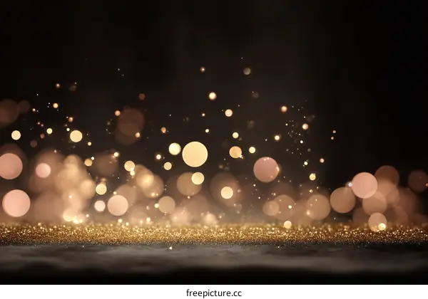 Golden Glitter Background with Bokeh Lights