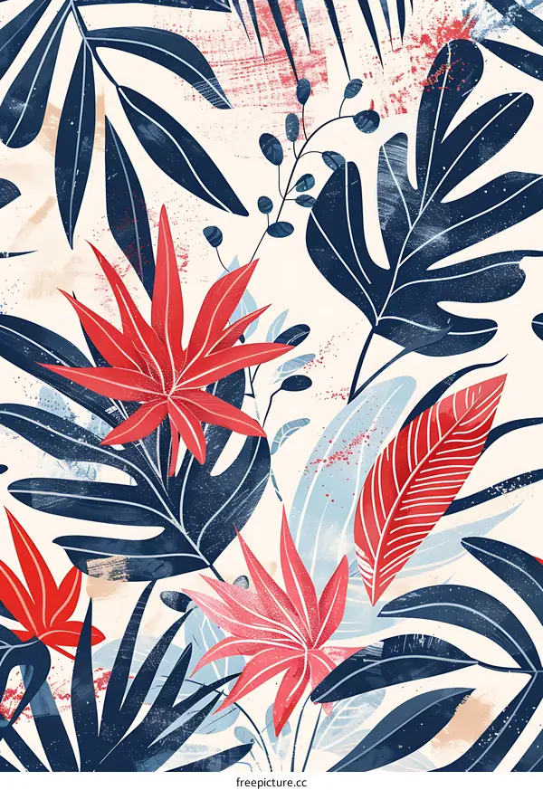 Tropical Leaves Abstract Pattern Illustration