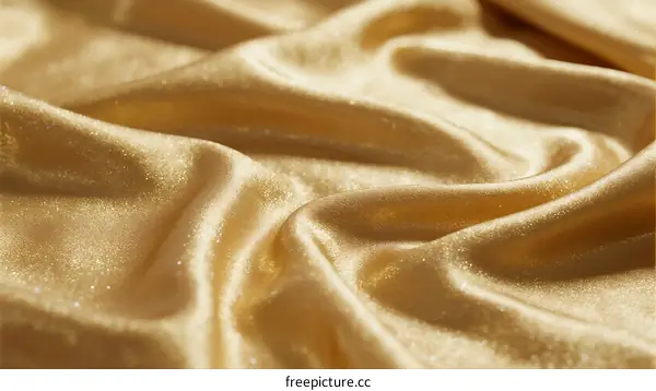 Elegant golden silk fabric with soft and smooth texture
