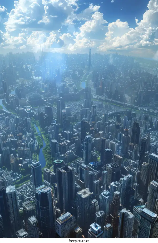 Futuristic Cityscape Aerial View