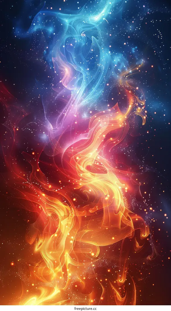 Abstract Colorful Fire Nebula