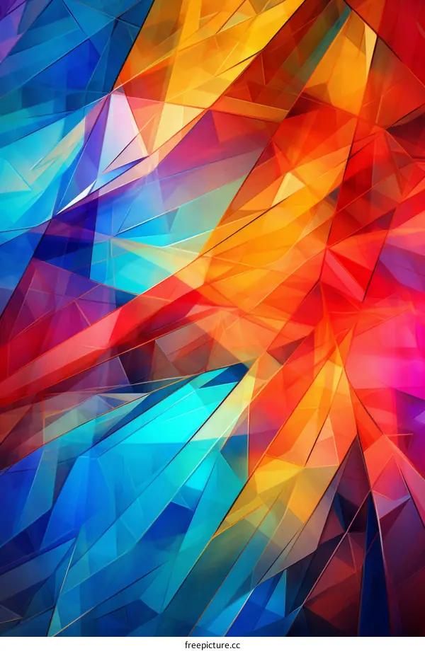 Abstract Geometric Painting with Vibrant Blue, Orange, and Purple Colors