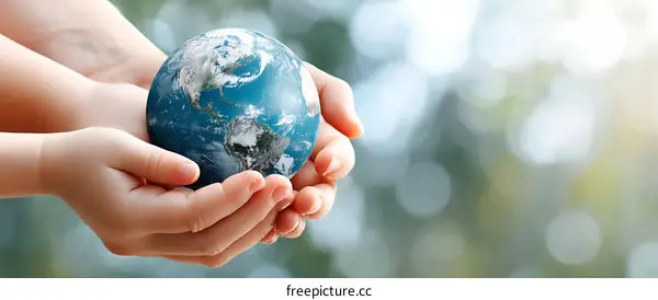 Children Hands Holding Earth World