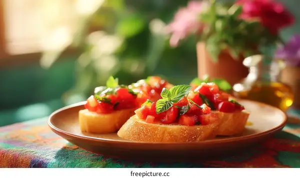 Delicious Bruschetta with Fresh Tomatoes and Herbs