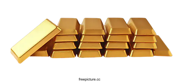 [Transparent Background PNG]Gold Bars Stacked for Investment