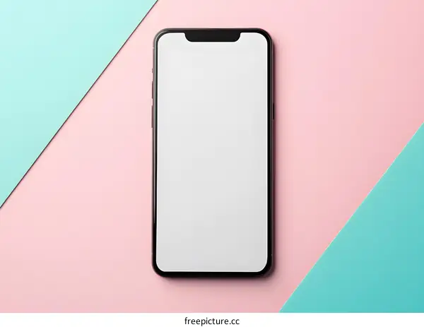 Blank Smartphone Screen on Pink and Blue Background