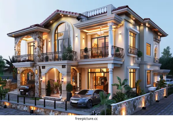 Luxury Mansion Exterior Design Illustration