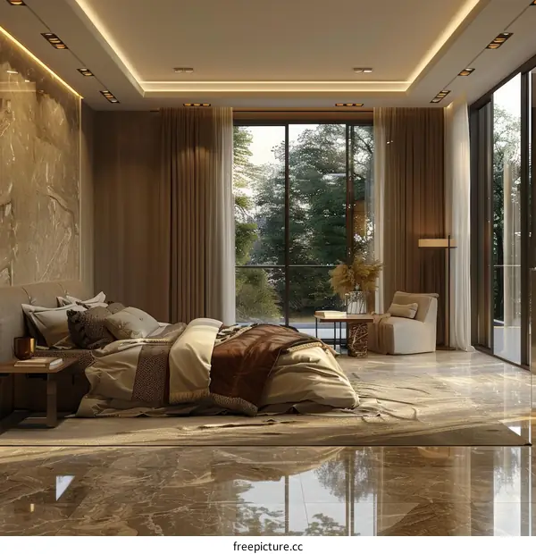 Modern Luxurious Bedroom Interior Design Illustration