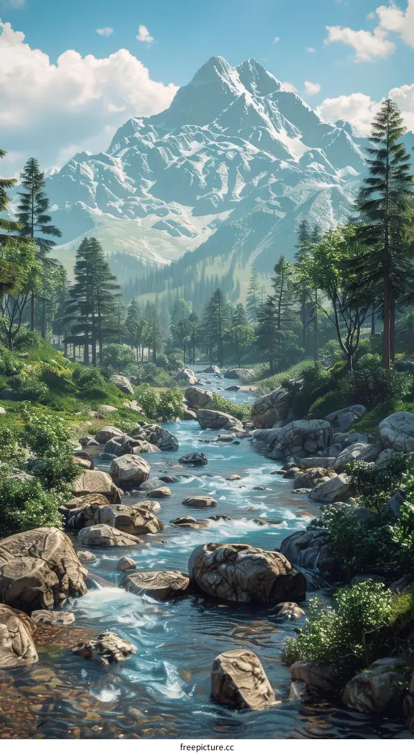 Majestic Mountain Landscape with River