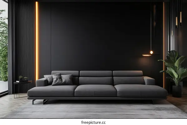 Modern Dark Living Room Interior Design