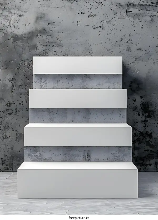 White Product Display Stand on Concrete Background