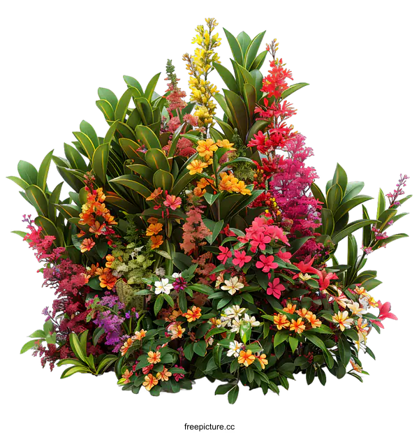 [Transparent Background PNG]Vibrant and colorful flowers and leaves
