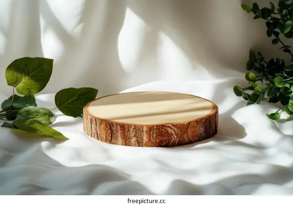 Natural Wooden Disc Display Stand with Sunlight