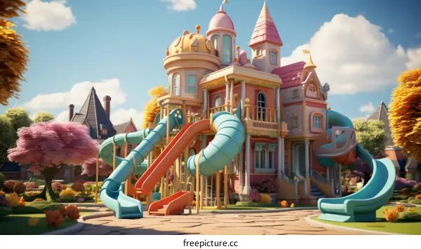 Colorful and Whimsical Playground in a Residential Neighborhood