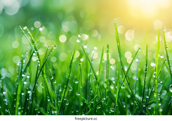 Dewy Grass in the Morning Sun