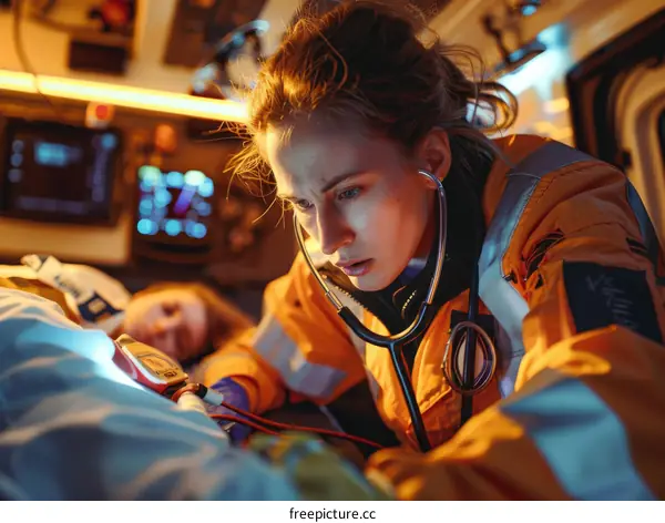 paramedic checking patient's vital signs