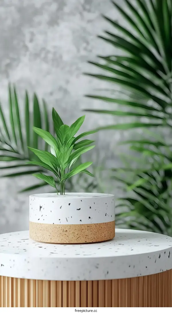 Modern Plant Pot Display on a Wooden Table