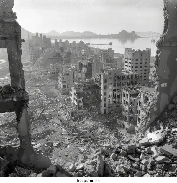 Post-War Nagasaki: Ruins of a City Wiped Out by Atomic Bomb