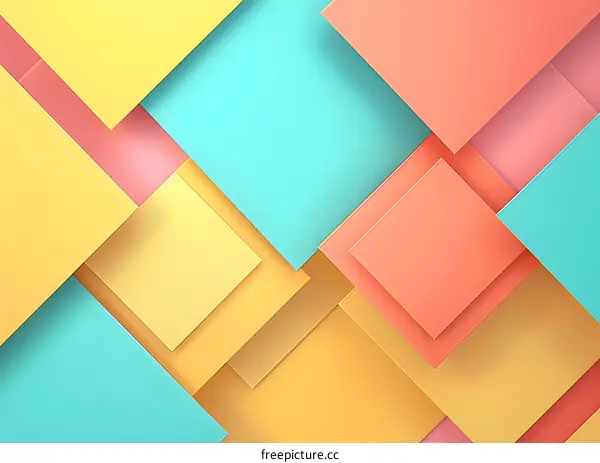 Abstract Geometric Pattern of Squares with Blue, Yellow, and Orange Colors