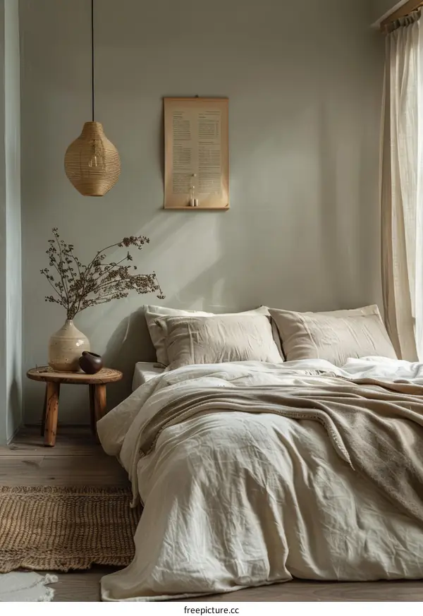 Stylish Bedroom with Neutral Decor & Earthy Tones