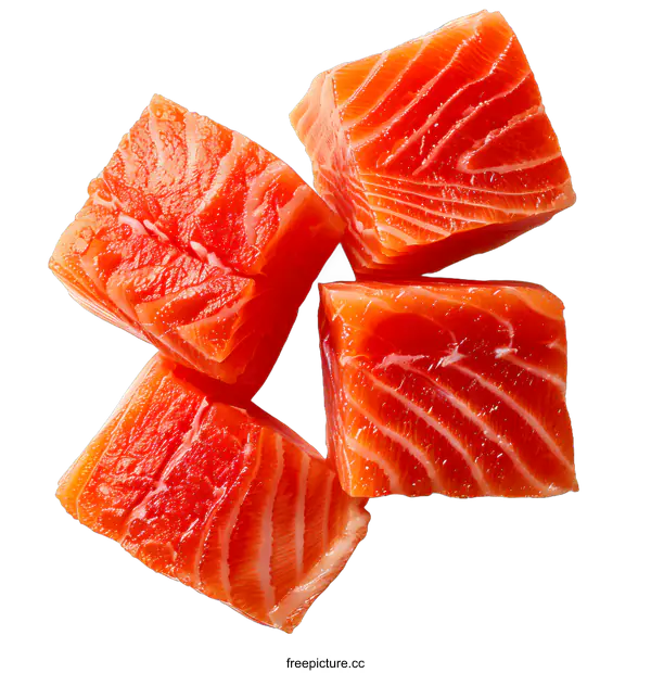 [Transparent Background PNG]Four pieces of raw salmon fillet