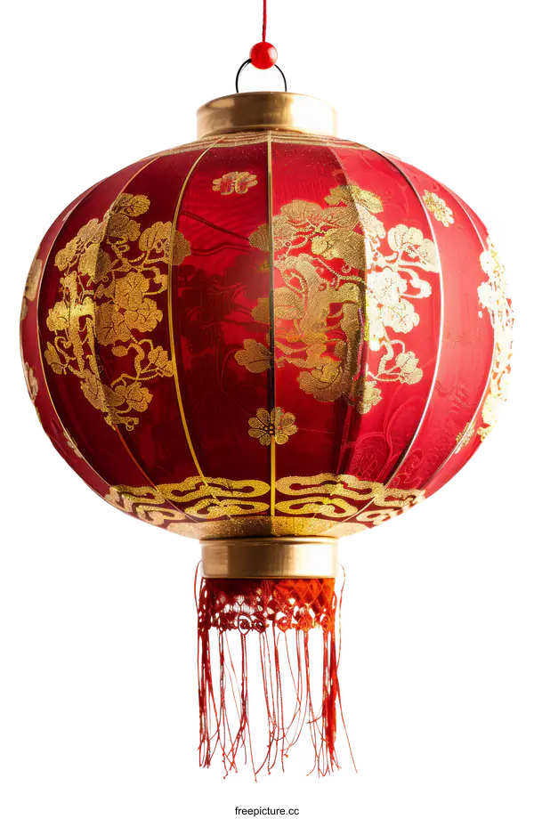 [Transparent Background PNG]Chinese New Year Red Decorative Lantern with Golden Design