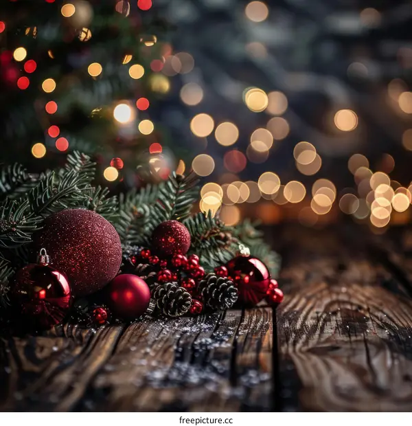 Festive Christmas Decoration with Garland and Ornaments