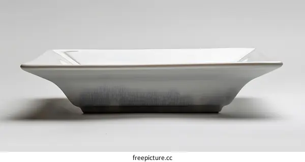 White Square Ceramic Serving Dish on White Background