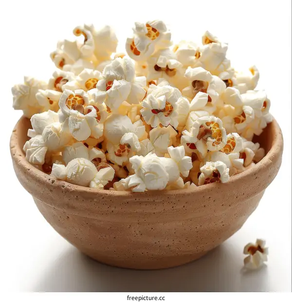 A Bowl of Popcorn Isolated on a White Background