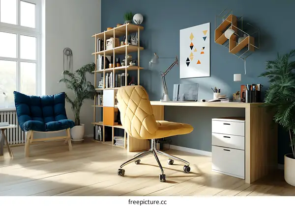 Modern Home Office Interior Design Illustration